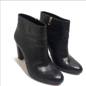 Ann Taylor faux leather ankle boots tan block heel